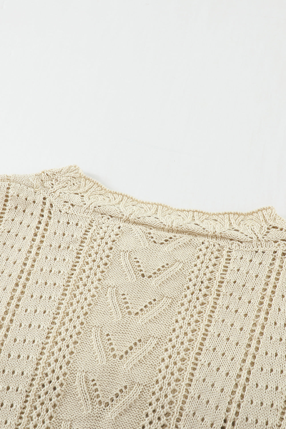 Apricot Crochet Lace Pointelle Knit Sweater