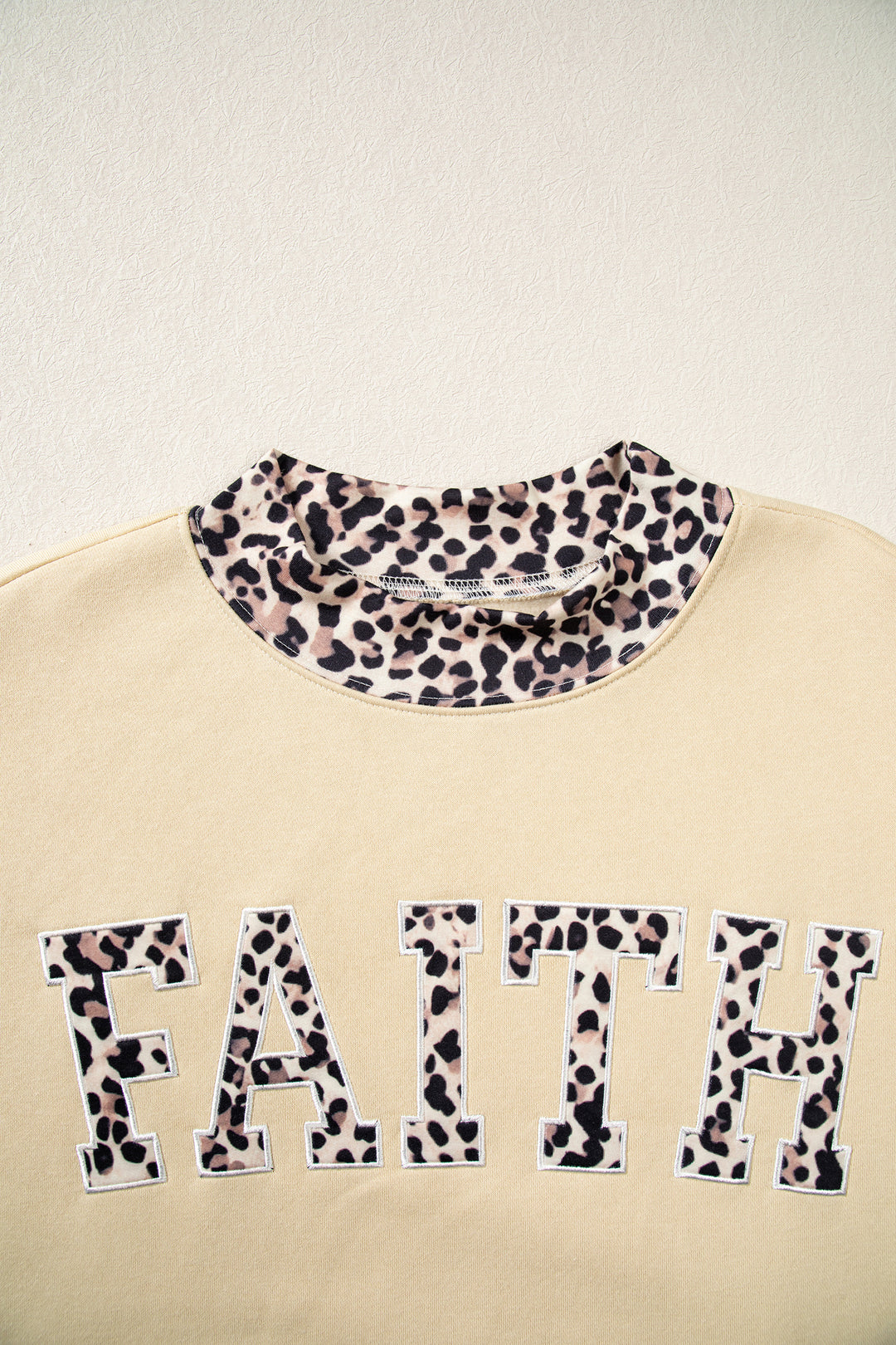 Coffee Polka Dot Trim High Neck BLESSED Letter Graphic Baggy Sweatshirt