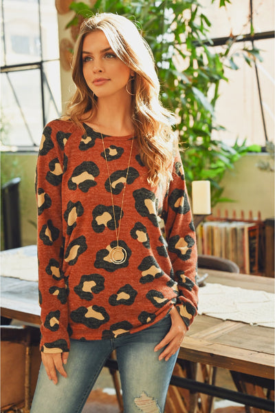 Mirr Hair Leopard Print Long Sleeved Top