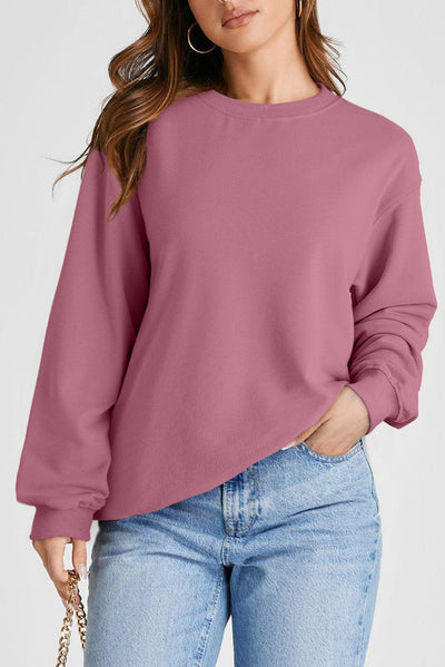 Valerian Plain Drop Shoulder Crewneck Pullover Sweatshirt