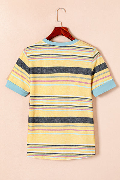 Multicolor Stripes Crew Neck T Shirt