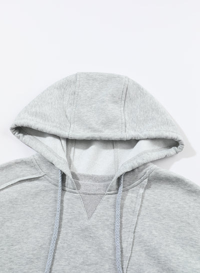 Gray Active Patchwork Detail Warm Winter Hoodie