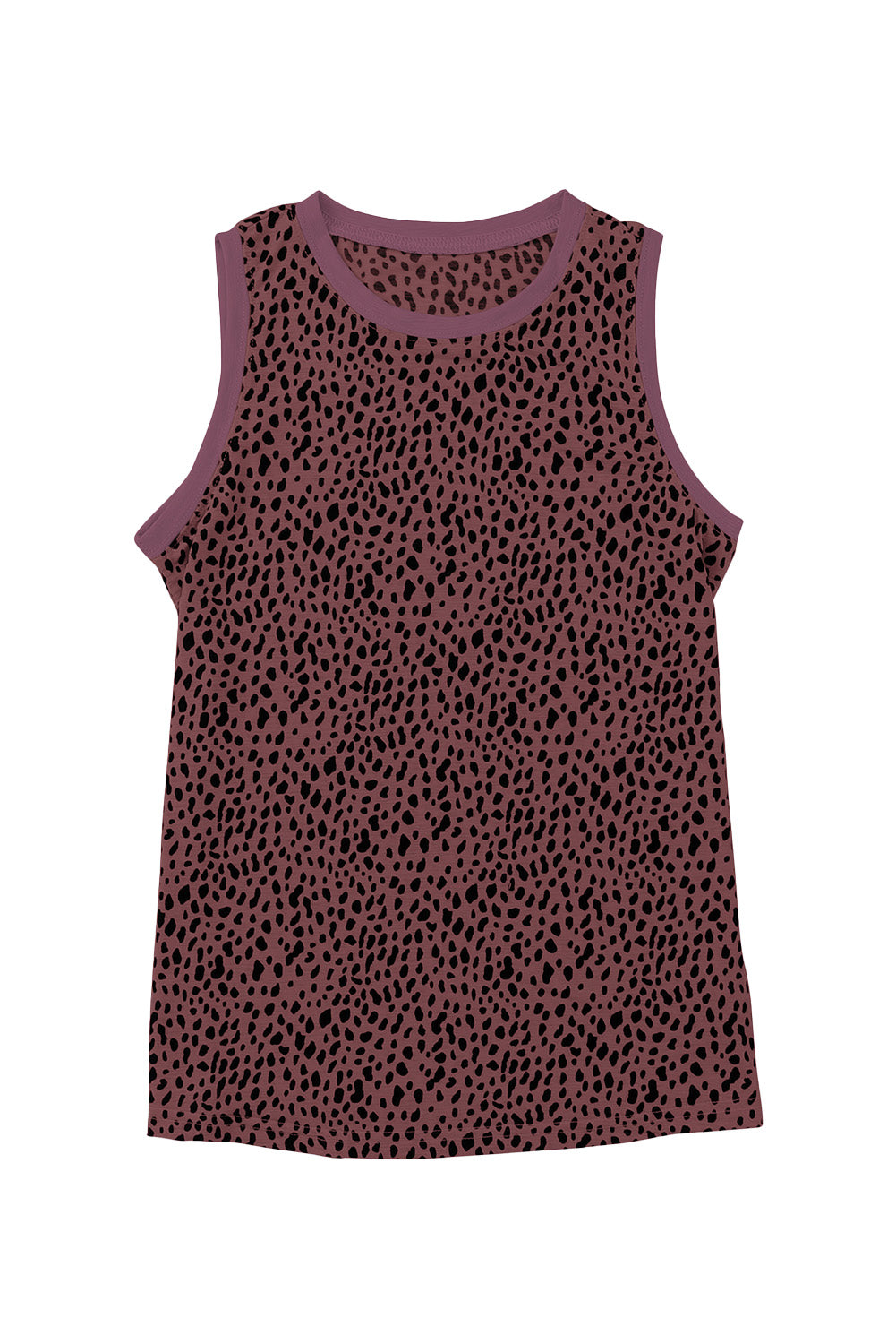 Fiery Red Leopard Print Round Neck Tank Top