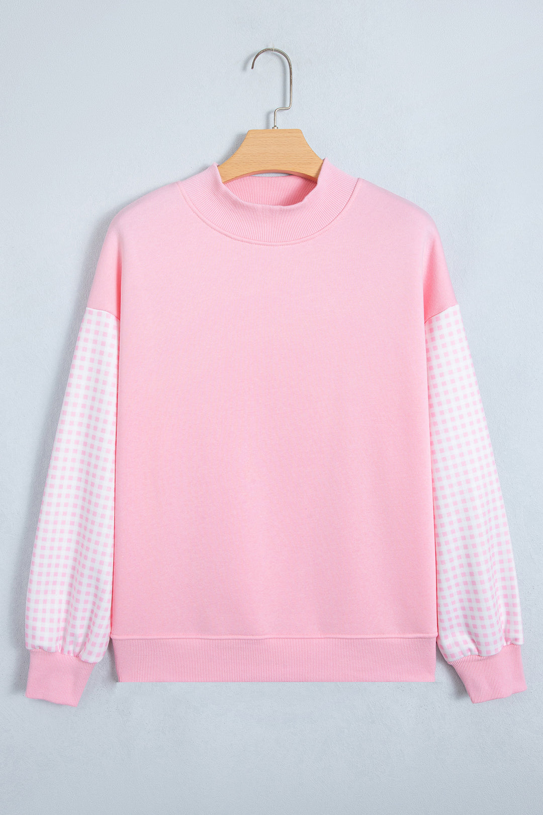 Evergreen Plaid Sleeve Colorblock Loose Tunic Sweatshirt