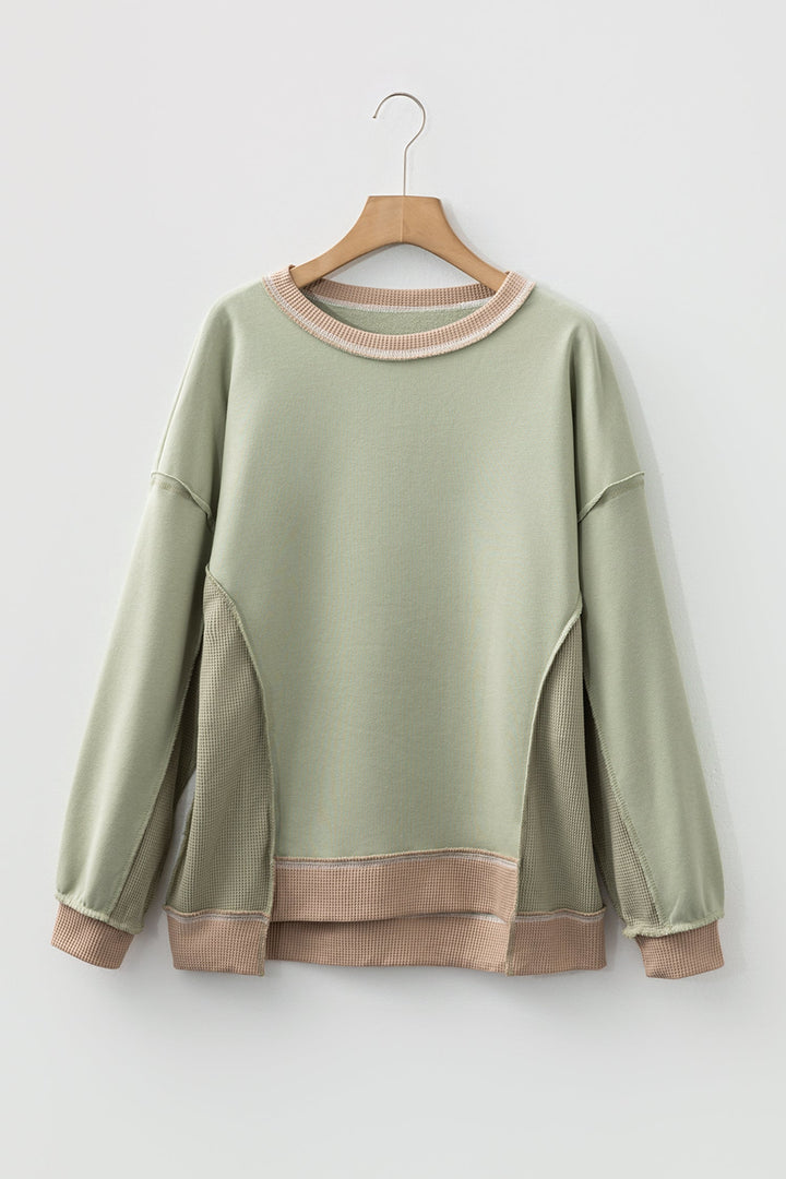 Maelynn Waffle Patchwork Oversize Sweatshirt