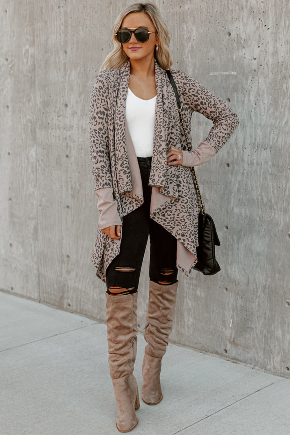 Leopard Open Front Cardigan