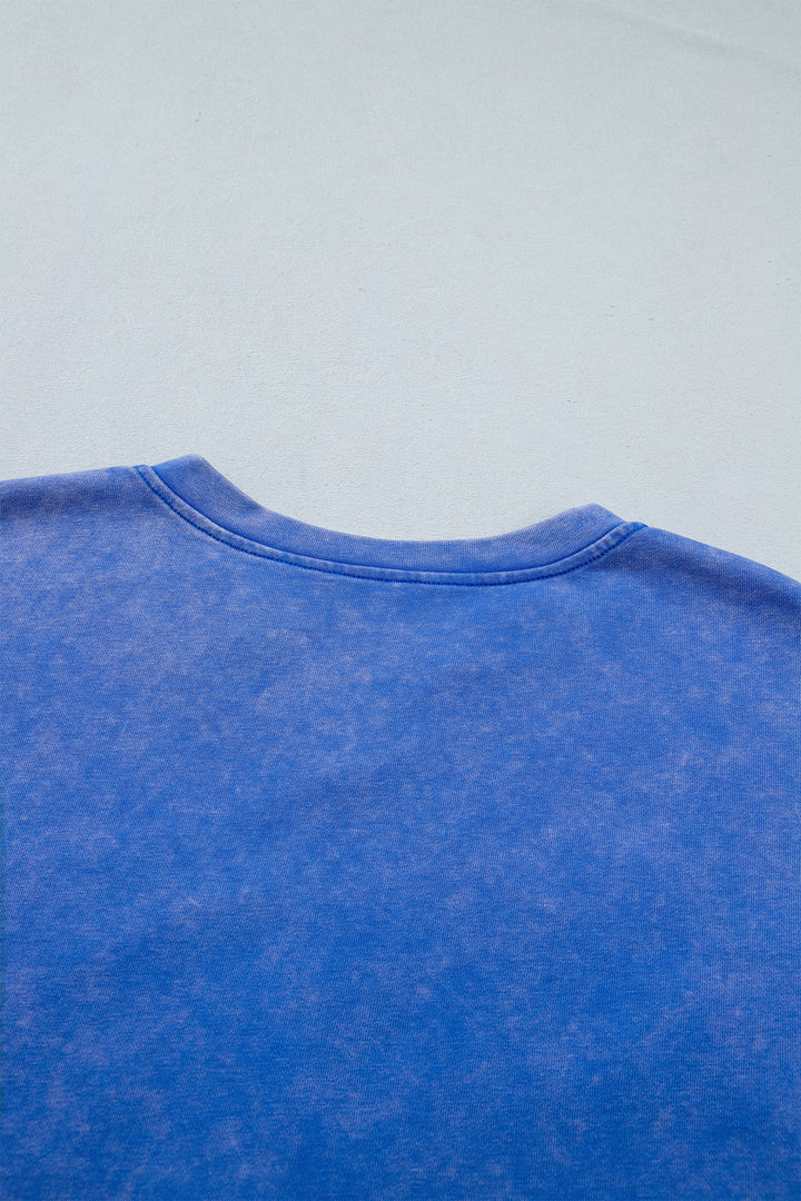 White Patriot Star Patched Notched Neck Mineral Washed Tee