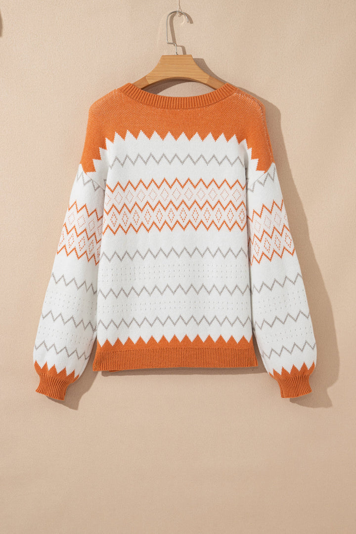 Daphne Zigzag Knitted Pullover Sweater