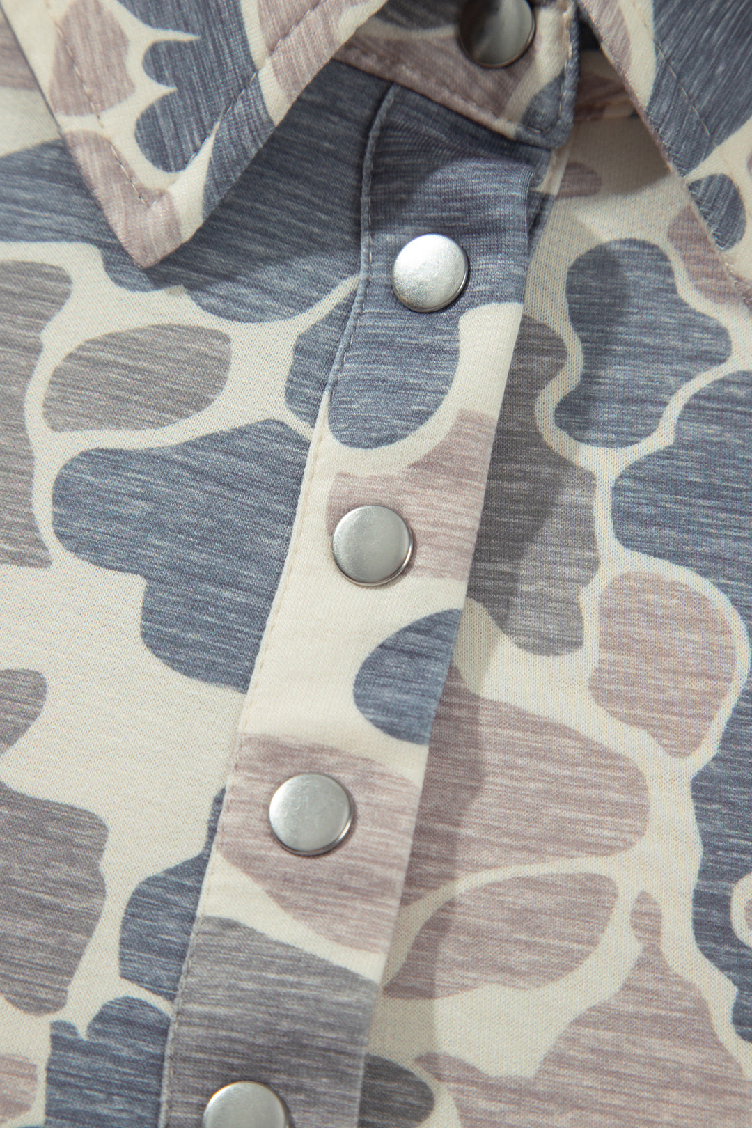 Multicolour Casual Camo V-Neck Buttoned Plus Size Sweatshirt