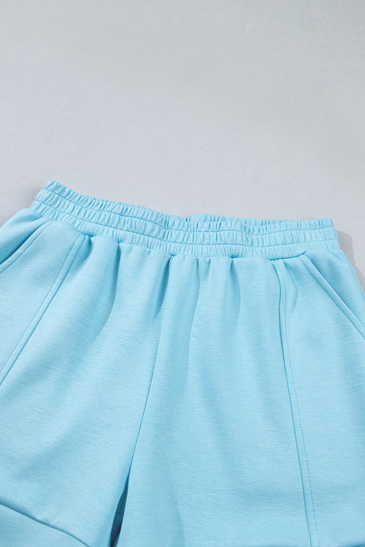 Myosotis Half Zip High Neck Tee Athleisure Short Set
