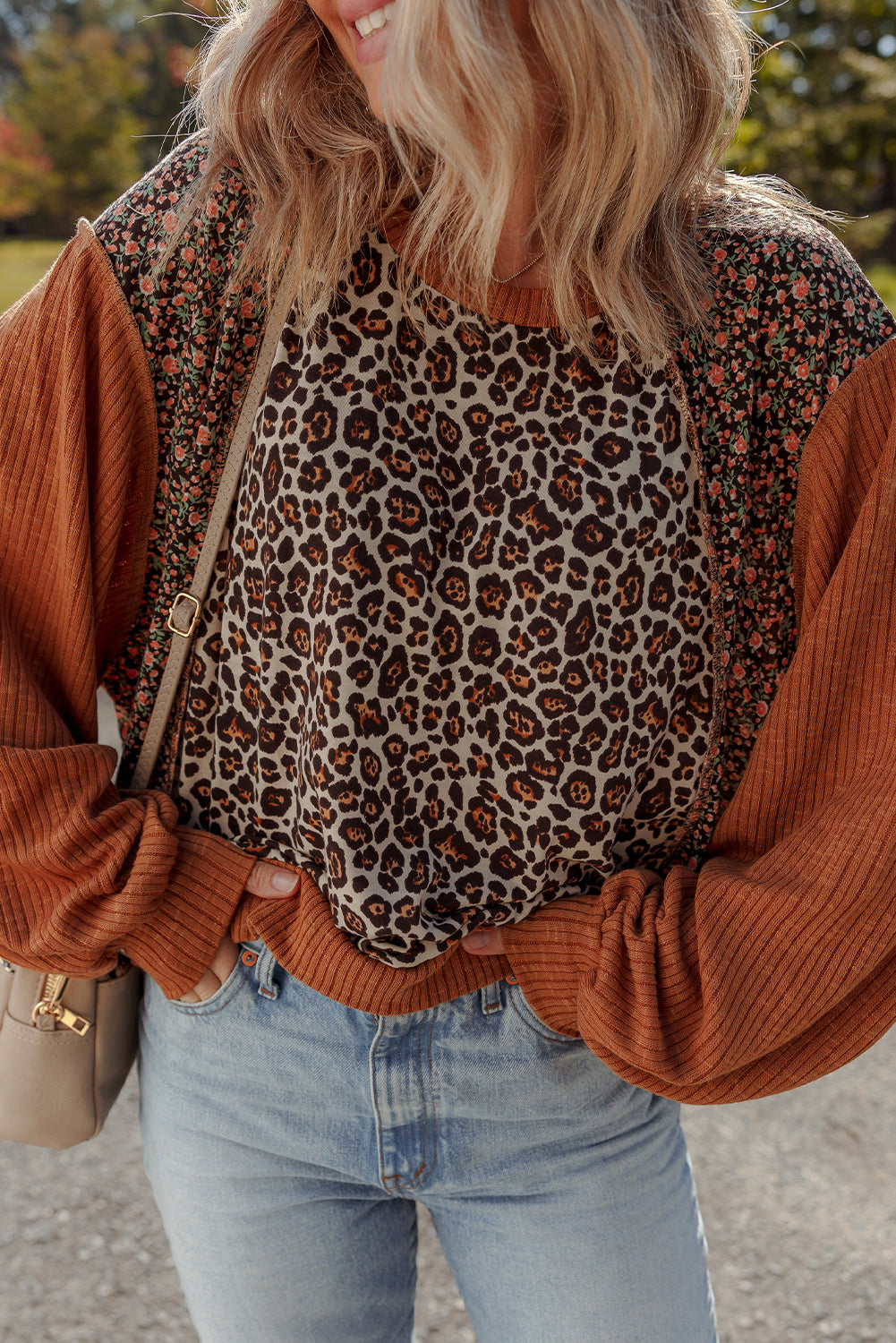 Natalie Leopard & Floral Patchwork Loose Top