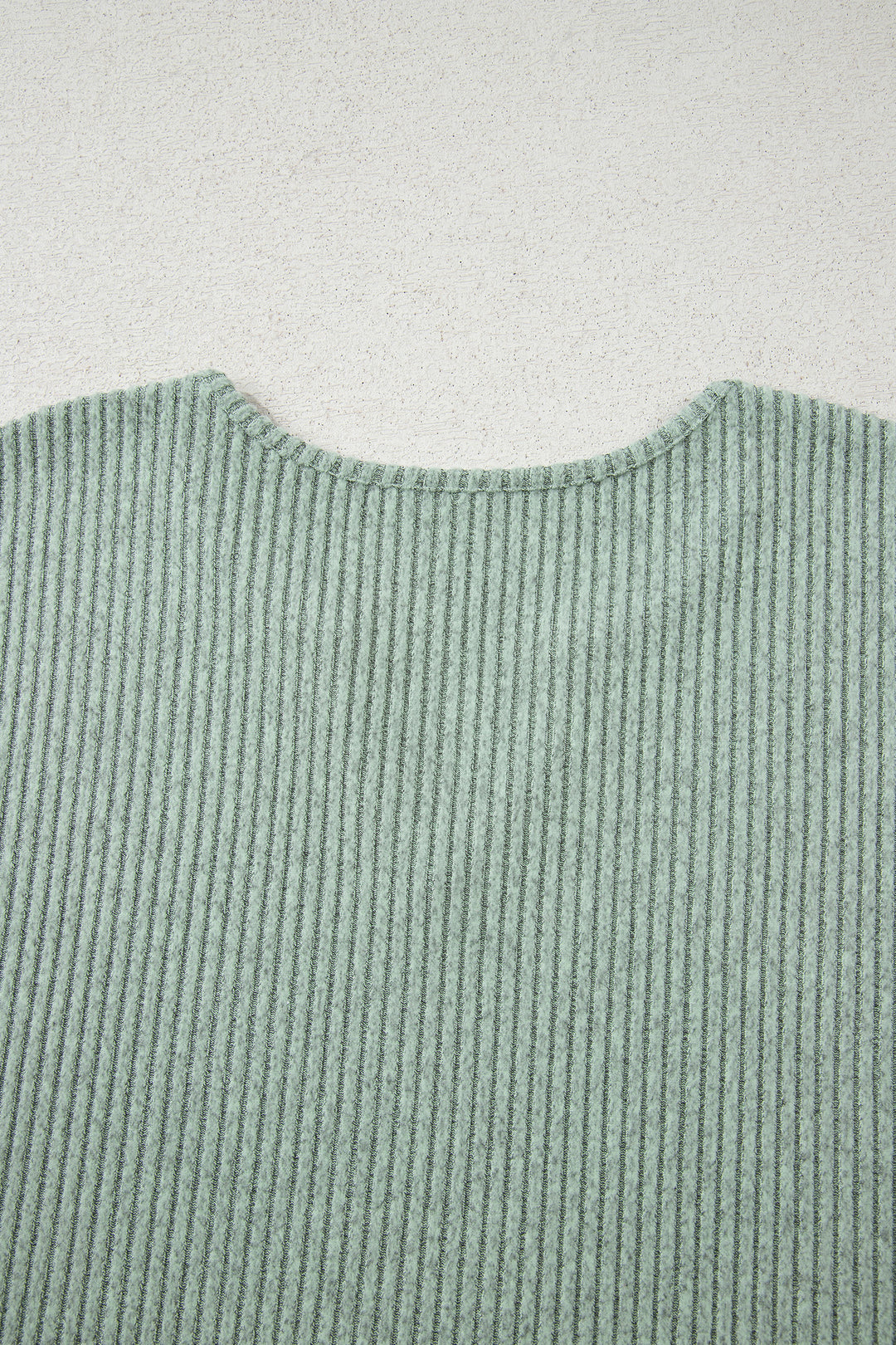 Grass Green Ribbed Notched Neck Knit Long Sleeve Leggings Two Pieces Lounge Set