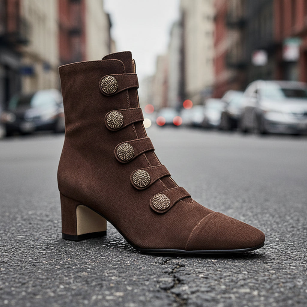 Women’s Retro Suede Chunky-Heel Side-Zip Ankle Boots