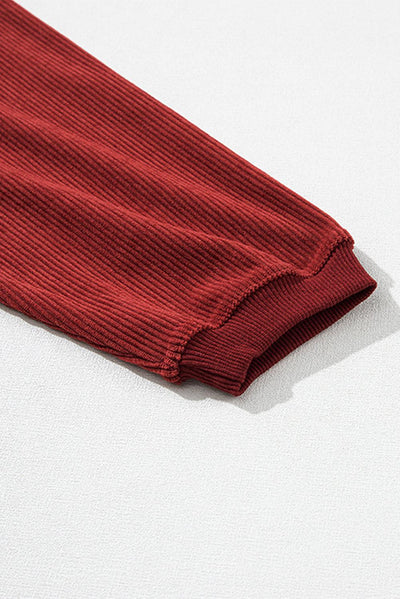 Racing Red Ribbed Corduroy Oversized Sweatshirt