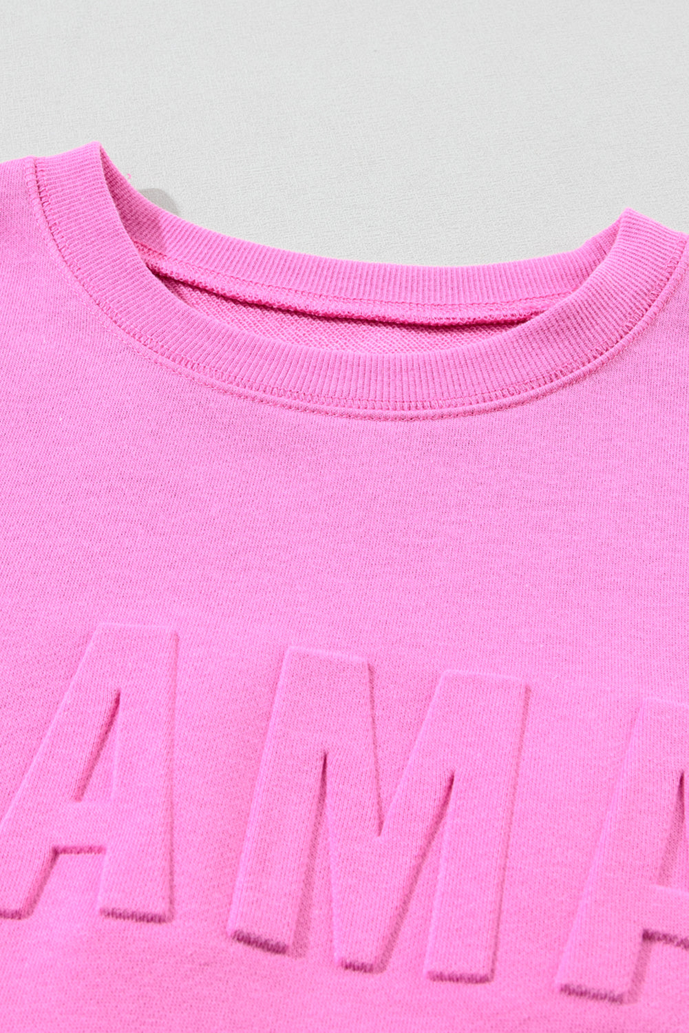 Bright Pink MAMA Letter Embossed Casual Sweatshirt