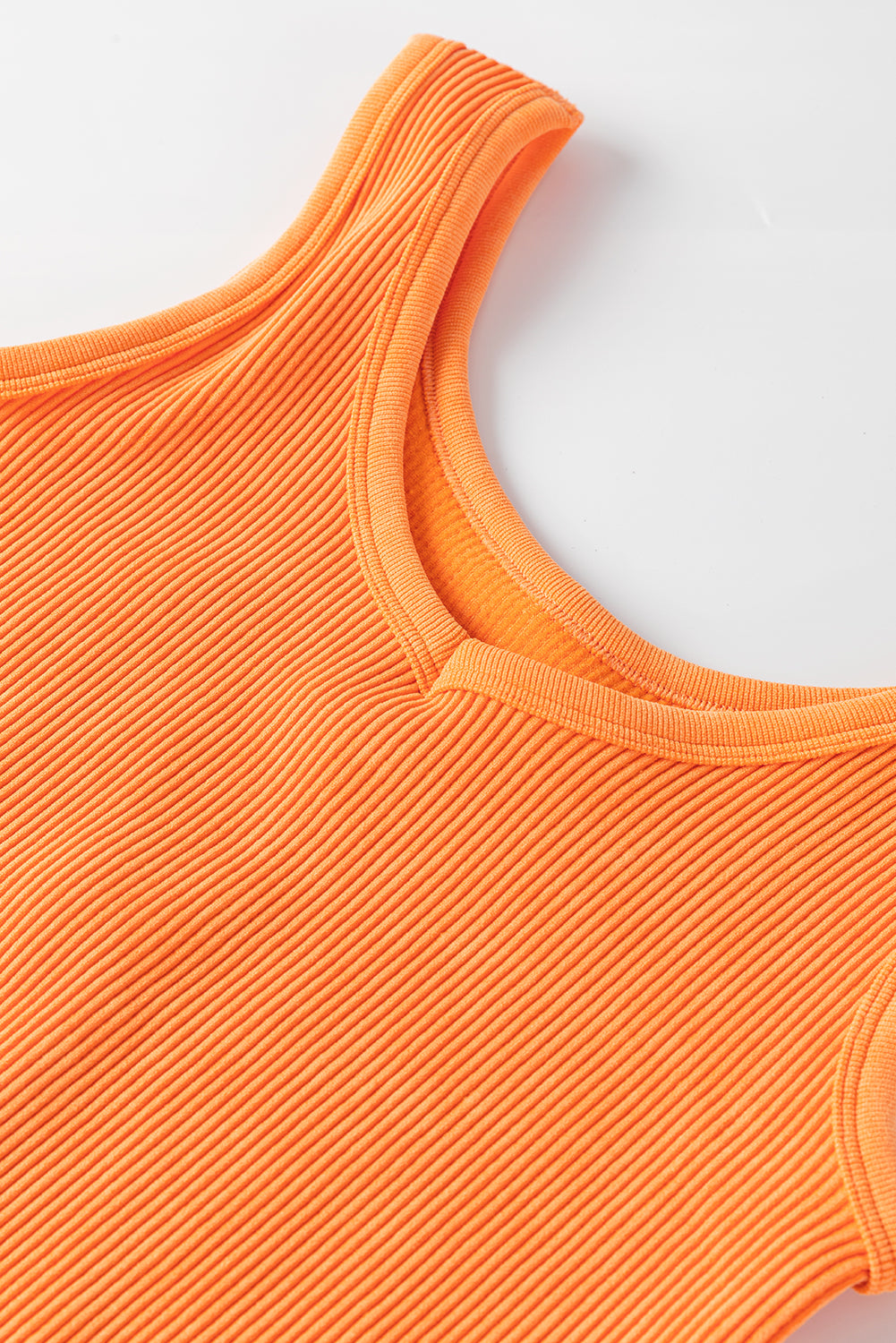 Grapefruit Orange Ribbed Seamless Cropped Tank Top