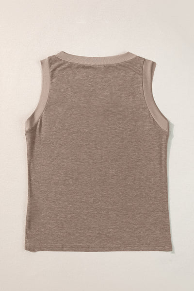 Simply Taupe Ribbed V Neck Tank