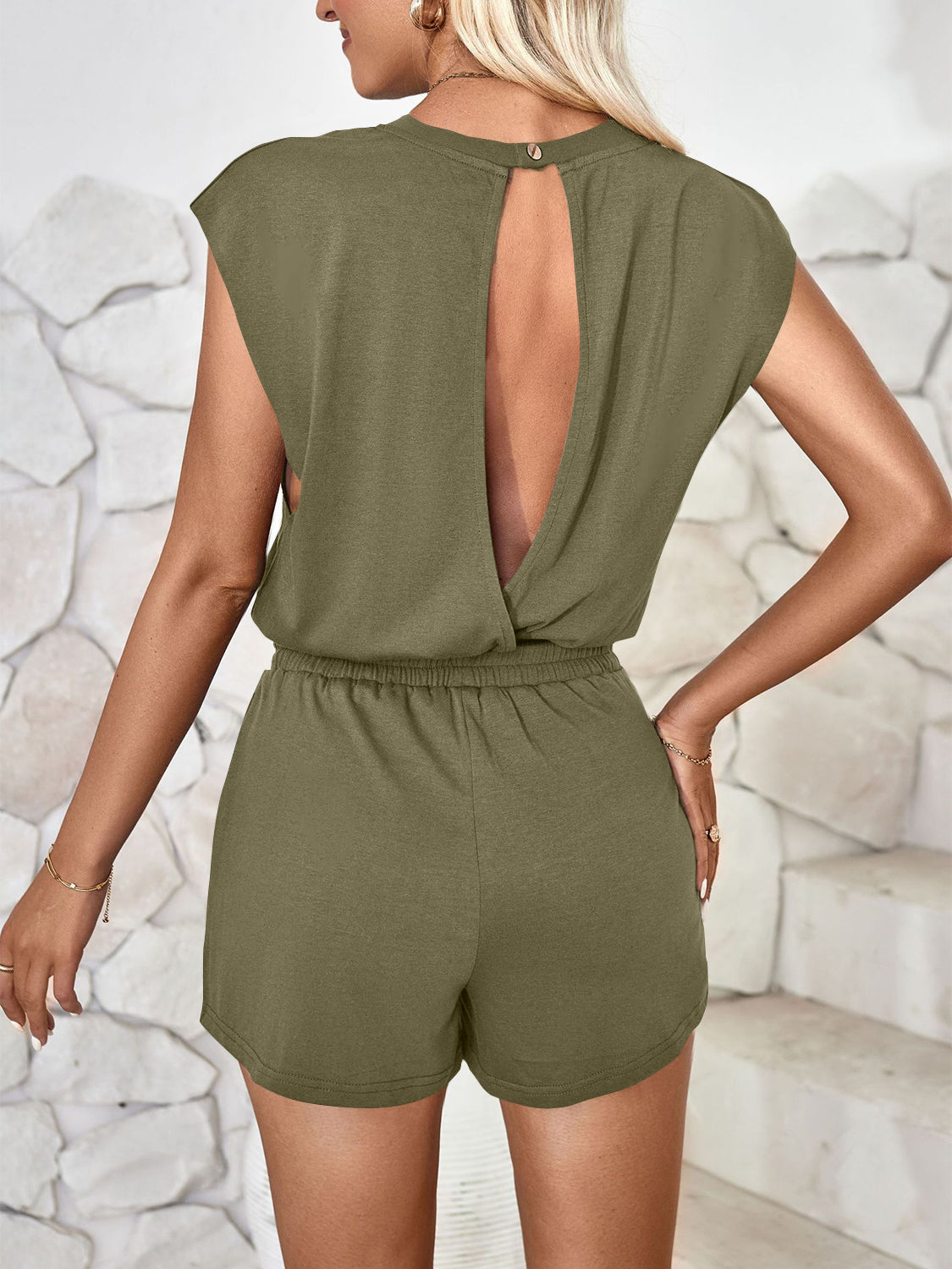 Lovelet Cutout Round Neck Cap Sleeve Romper