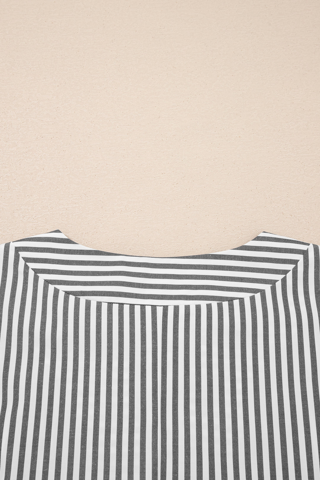 Black Stripe Plus Size V Neck Roll-tab Short Dolman Sleeve Blouse