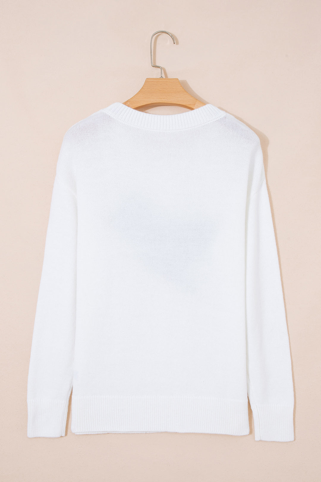 White Retro Flying Mallard Pattern Drop Shoulder Pullover Sweater