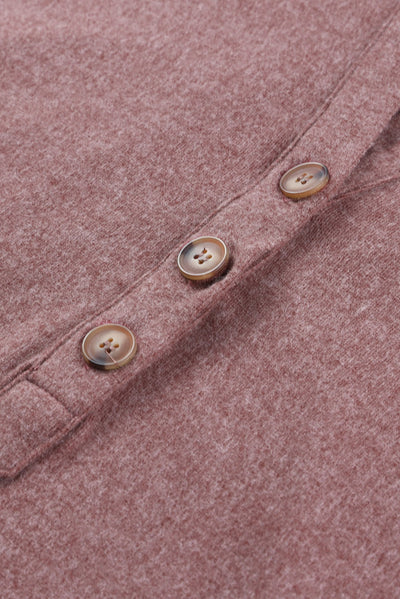 Buttoned High and Low Hem Hoodie