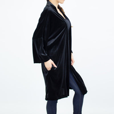 Velvet Kimono Cardigan - Black