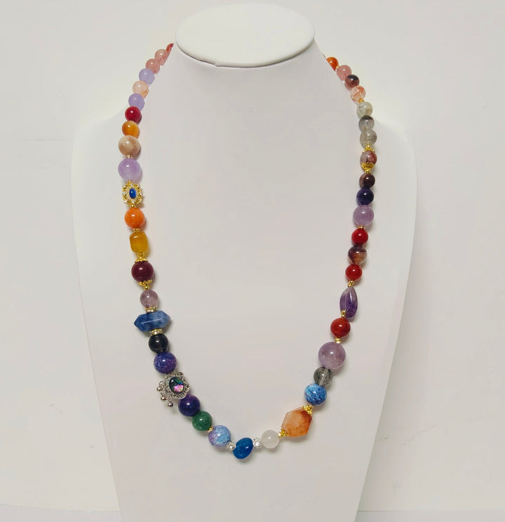 Handmade Premium Crystal Necklace |  Artisan Woven Jewelry with Alloy Accents  | Elegant Sparkling Statement Necklace for Women (MAC345)