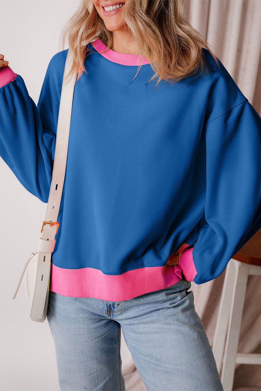 Karilia Colorblock Bubble Sleeve Sweatshirt
