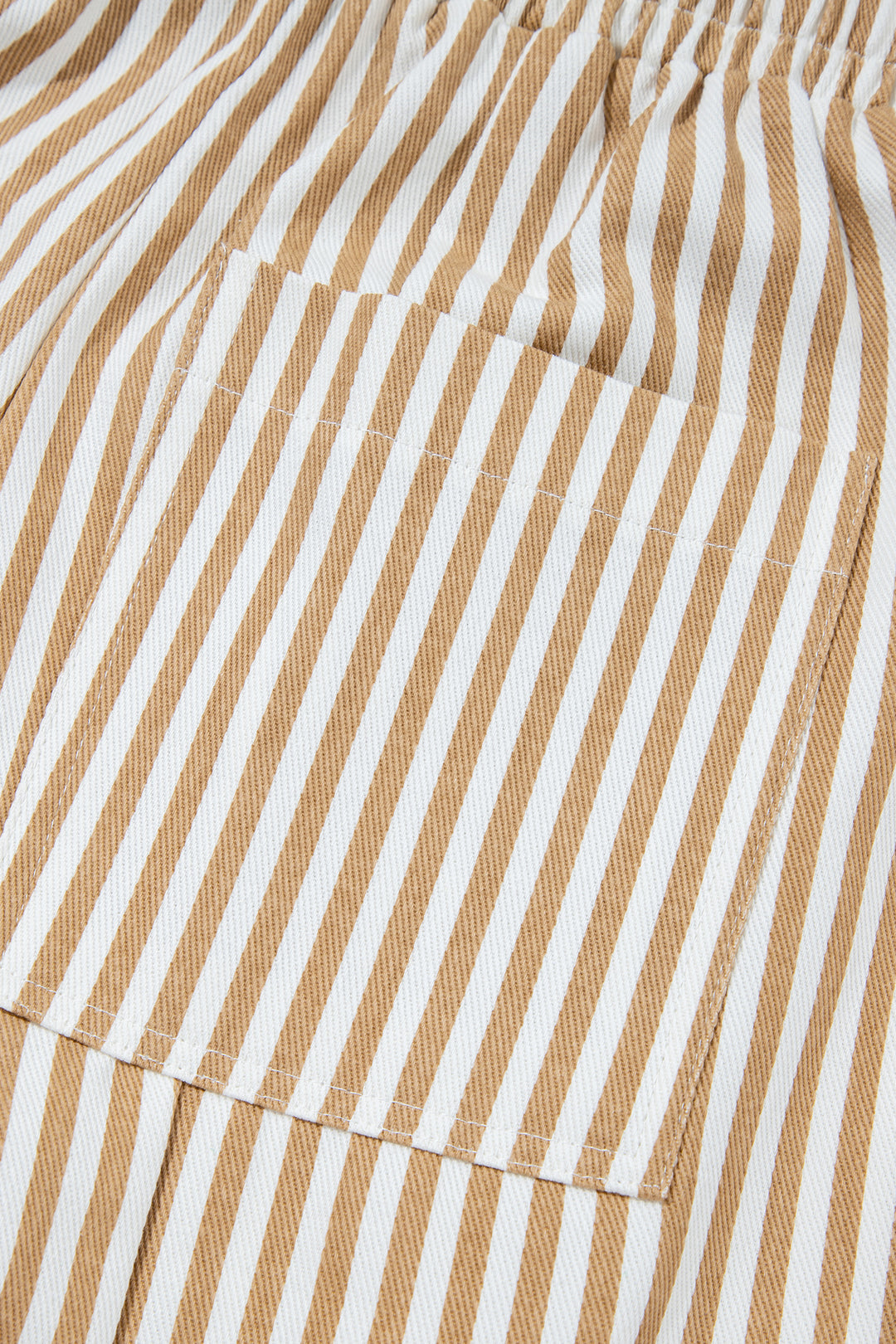 Apricot Stripe Ribbon Drawstring Waist Full-Length Shift Pant