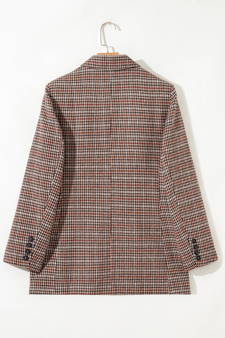 Aria Houndstooth Lapel Collar Blazer