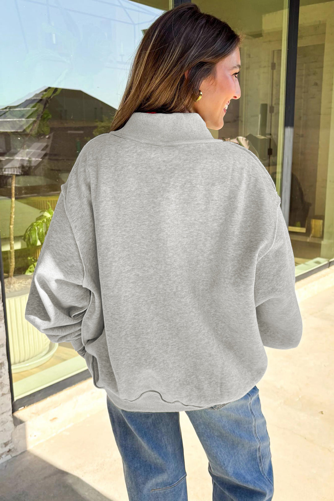 Light Grey WARDAMN/ TIGERS Double Side Printed High Neck Reversible Baggy Sweatshirt