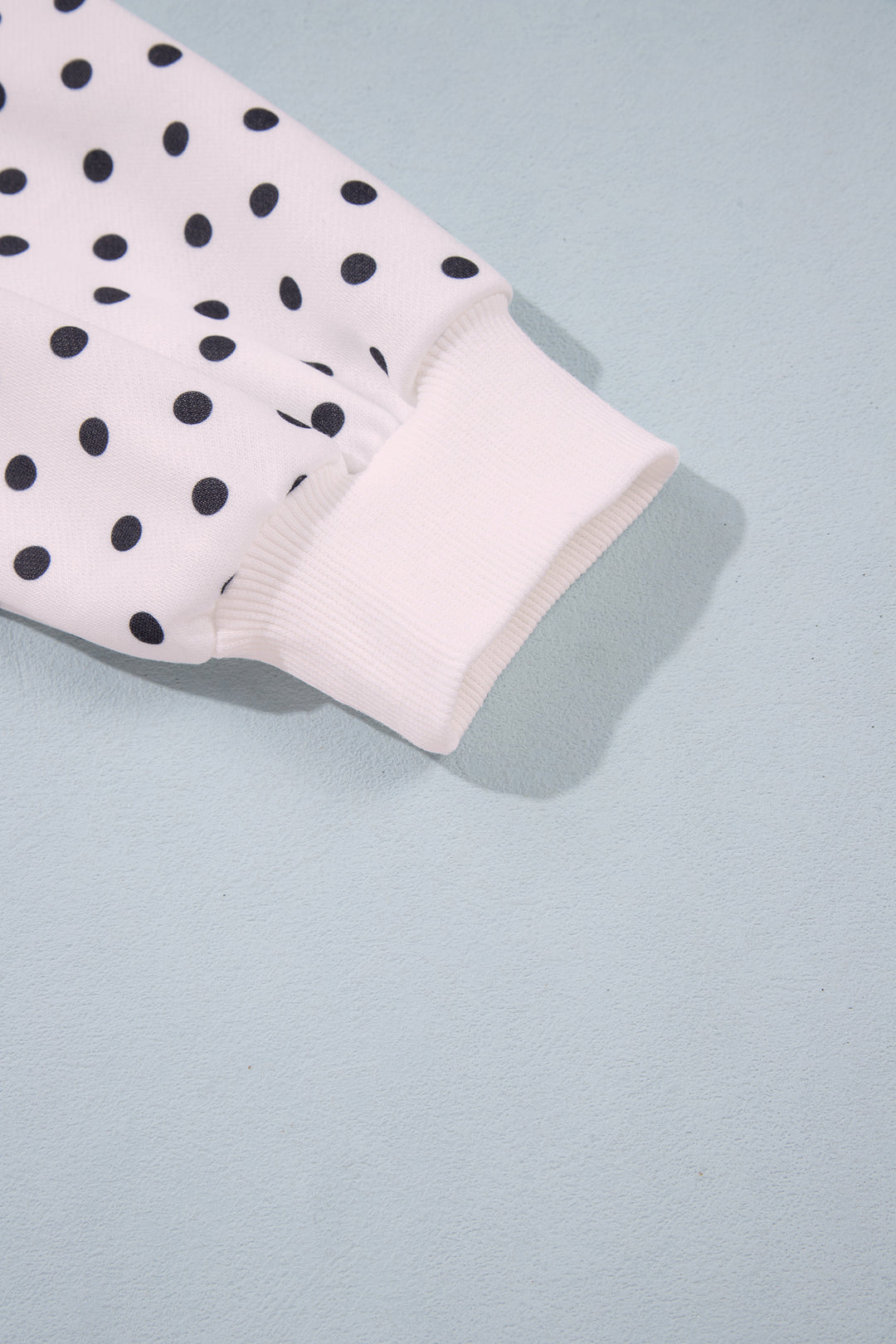 White Casual Polka Dot Mock Neck Sweatshirt