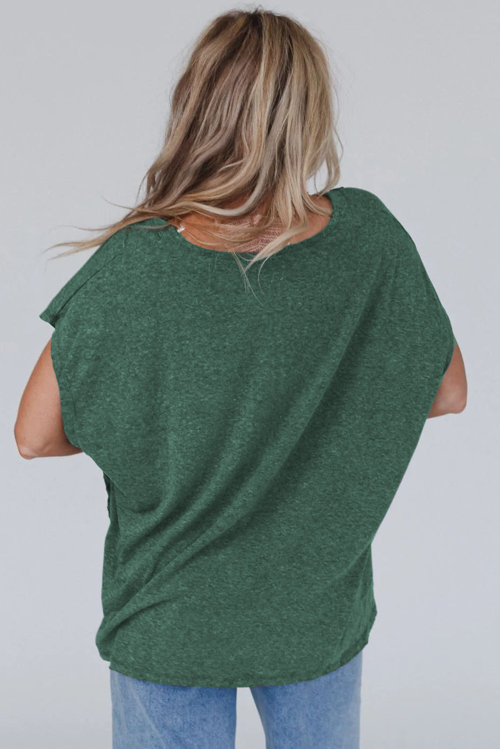 Blackish Green Crochet Lace Detail Oversized Tee