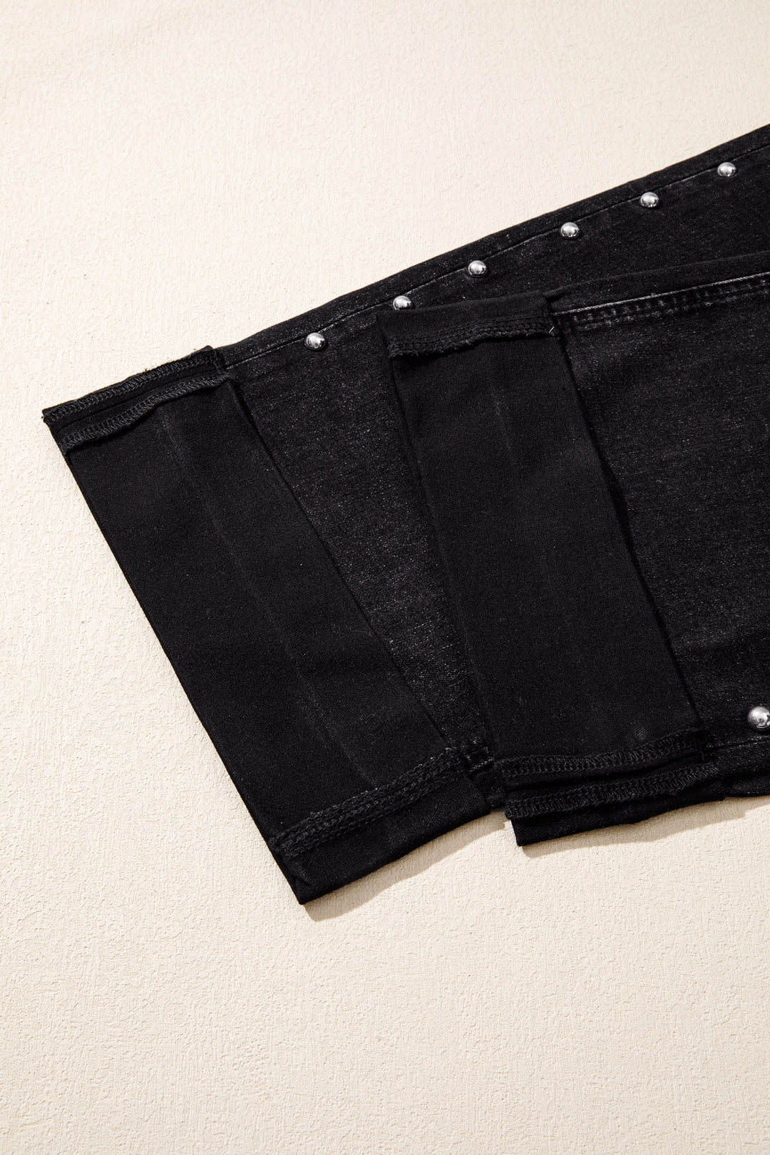 Black Studded Detail Straight Leg Casual Loose Jeans