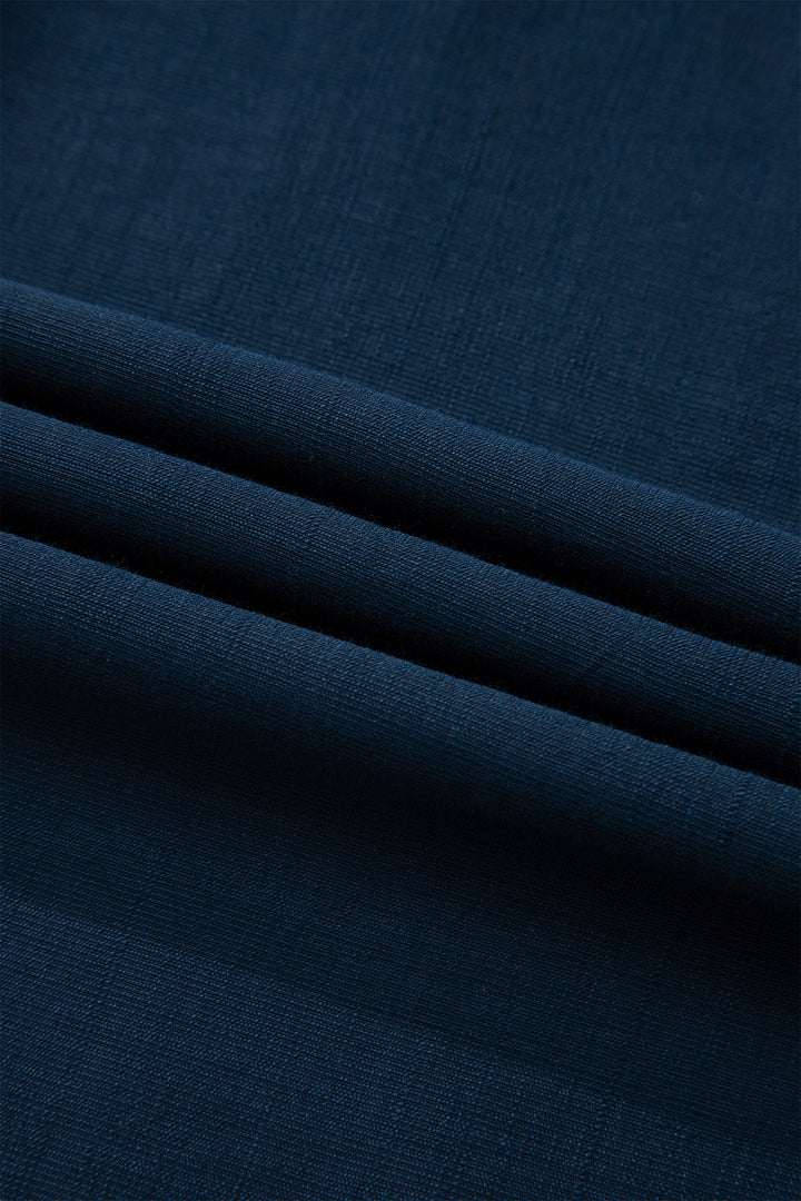 Navy Blue Contrast Leopard Patchwork Collar Plus Size Long Flounce Sleeve Blouse