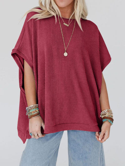 Lovelet Texture Round Neck Short Sleeve T-Shirt