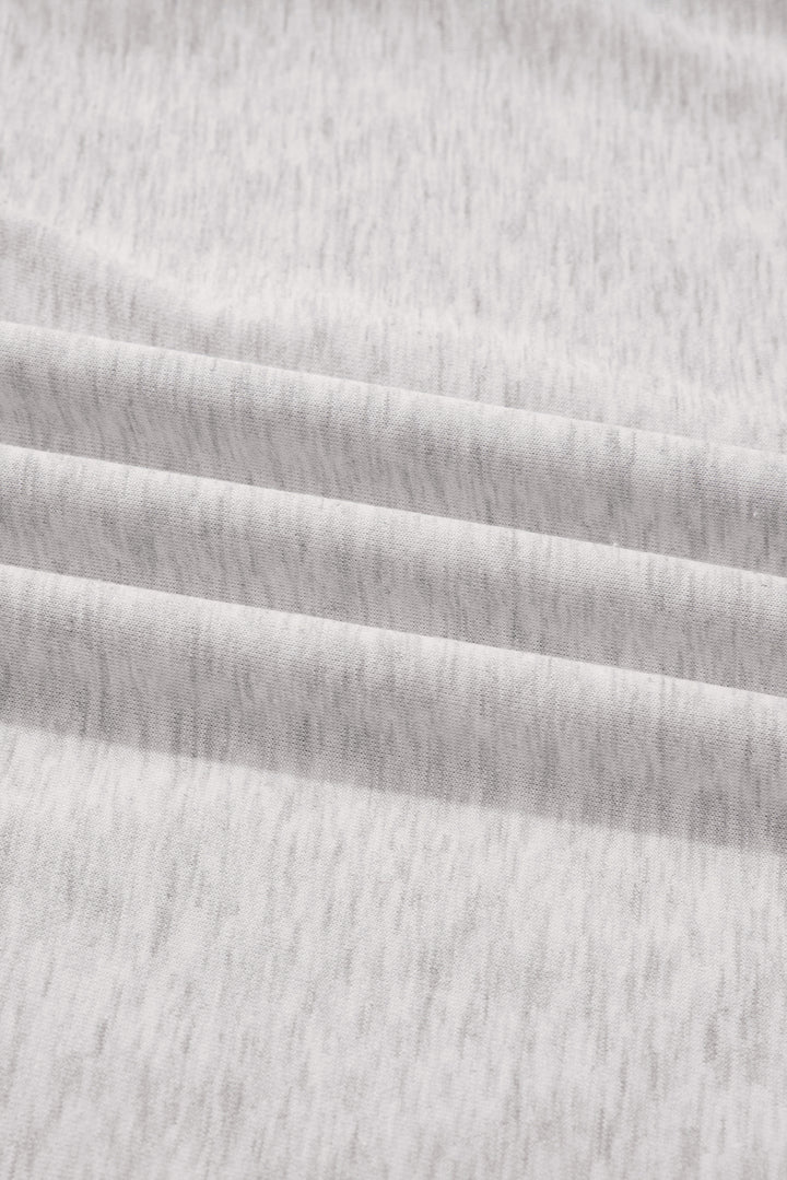 Light Grey Polo Collar V Neck Pullover and Drawstring Sweatpants Set