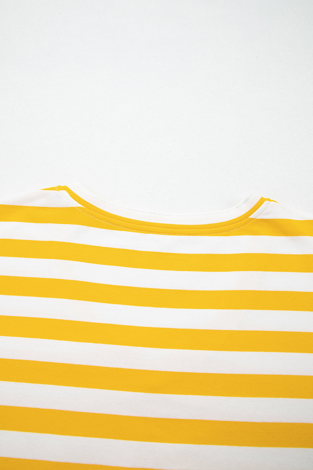 Yellow Stripe Striped Lace Patchwork V Neck Long Sleeve Top