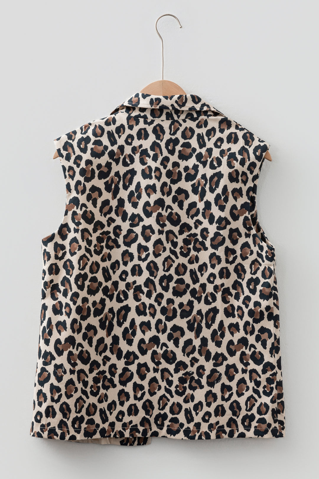 Brown Leopard Open Front Jacket Vest