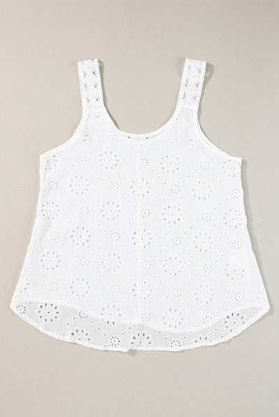 White Eyelet Embroidery Tank Top