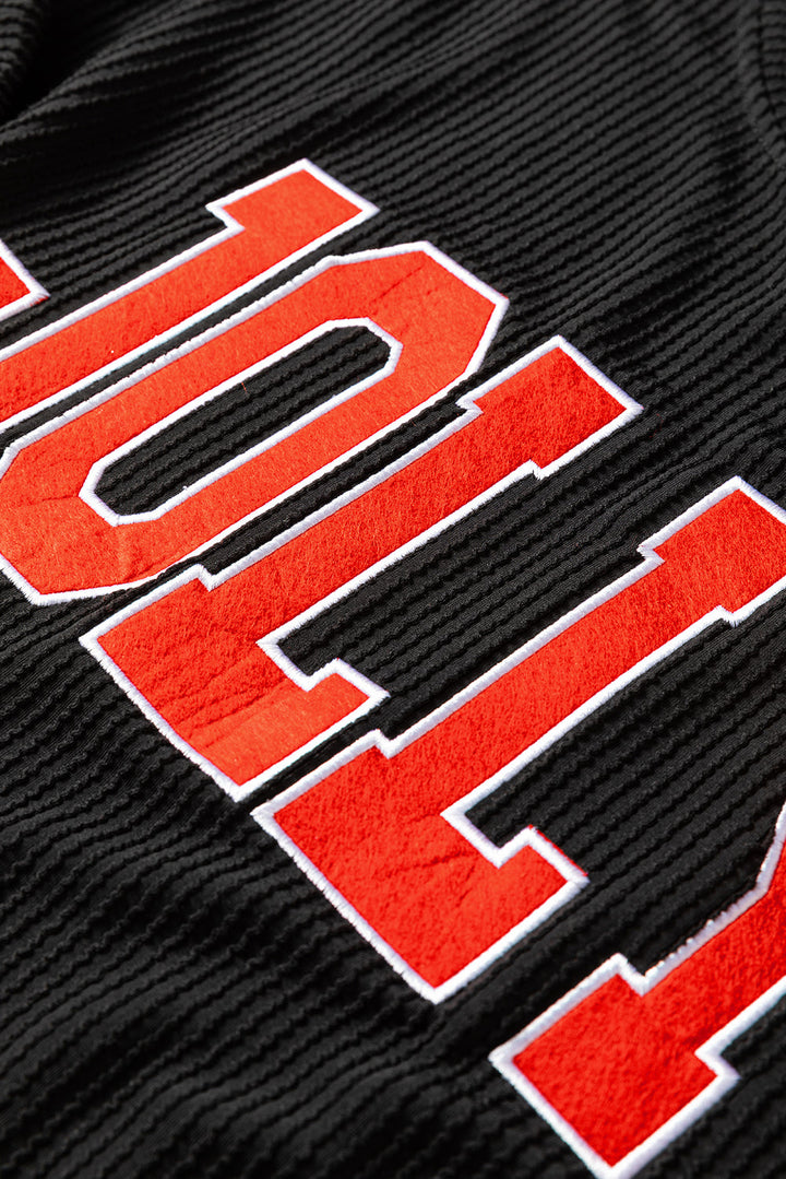 Ava Fiery Jolly Corded Long Sleeve Top