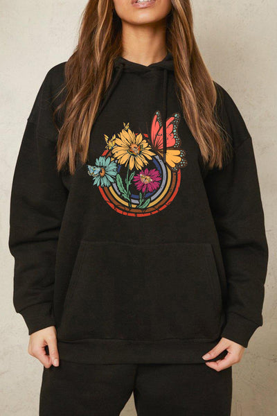 Simply Love Simply Love Full Size Butterfly and Flower Graphic Hoodie