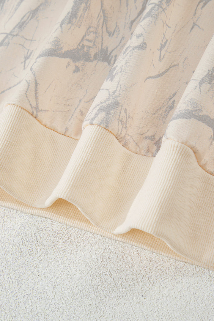 Khaki Camo Mock Neck Baggy Sweatshirt