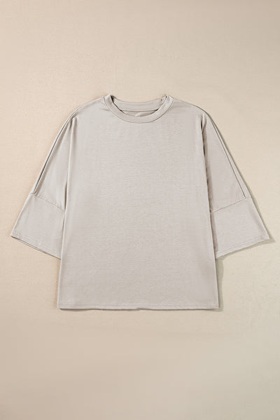 Gray Oversized Flowy Dropped Shoulder T-shirt