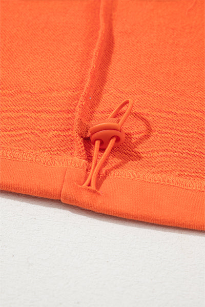 Orange Solid Kangaroo Pocket Half Zipper Oversized Hoodie