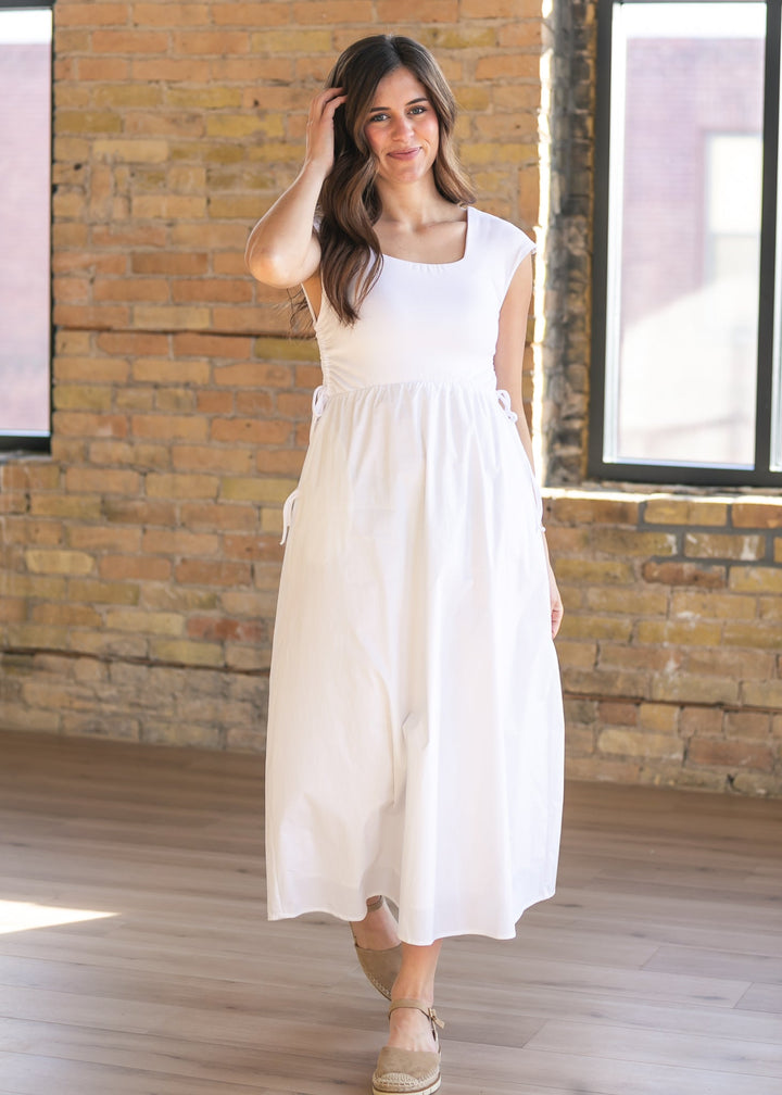 Eleanor White A-line Maxi Dress