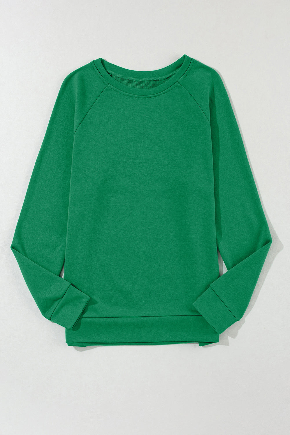 Green Solid Round Neck Raglan Sleeve Sweatshirt