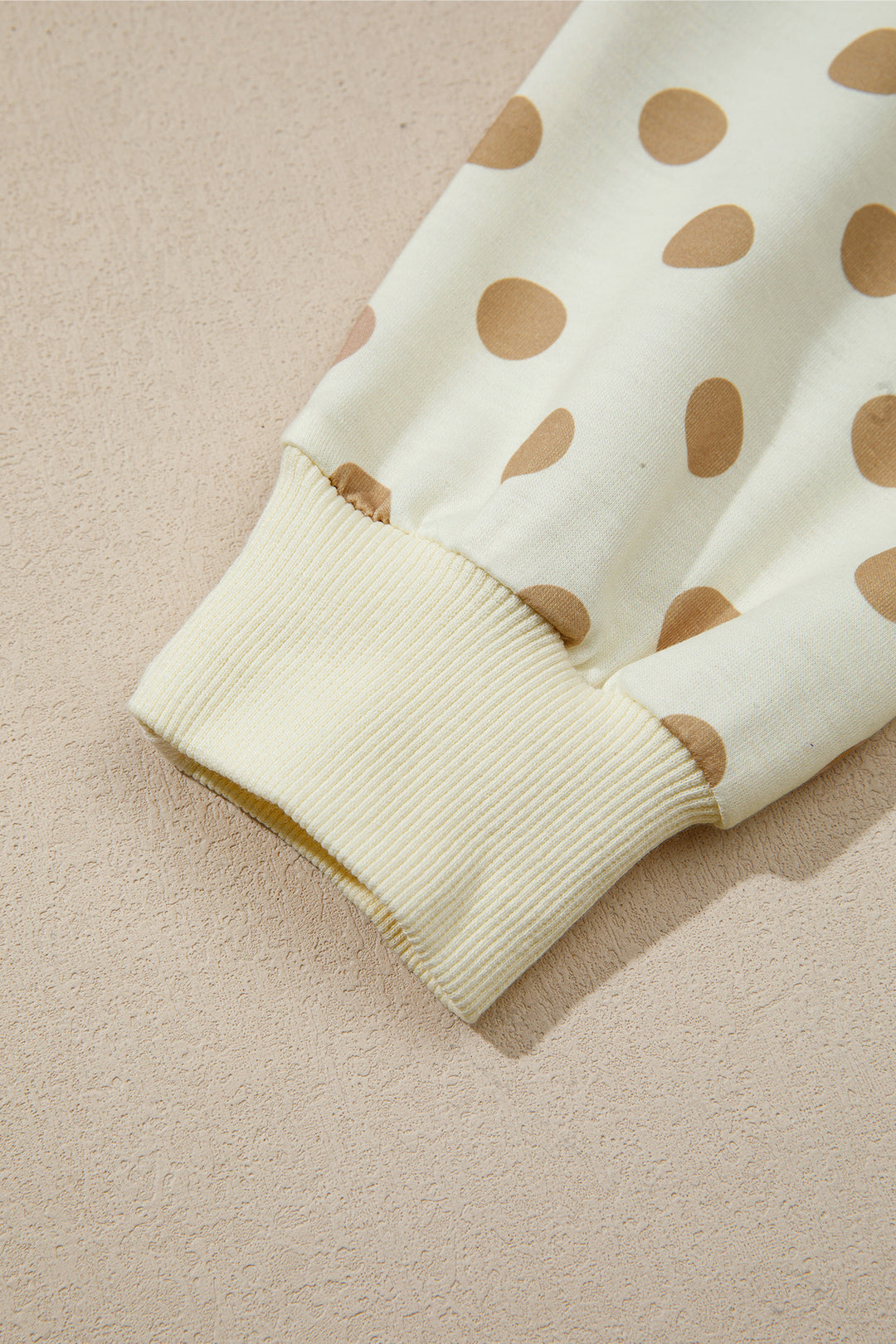 Khaki Polka Dot Hooded Long Sleeve Top Casual Mini Skort Set