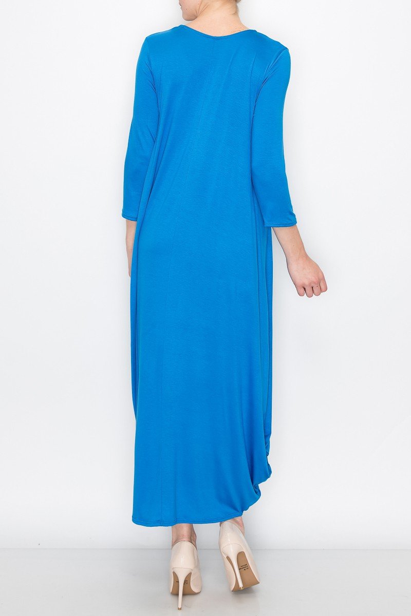 Solid Balloon Dress - Royal Blue