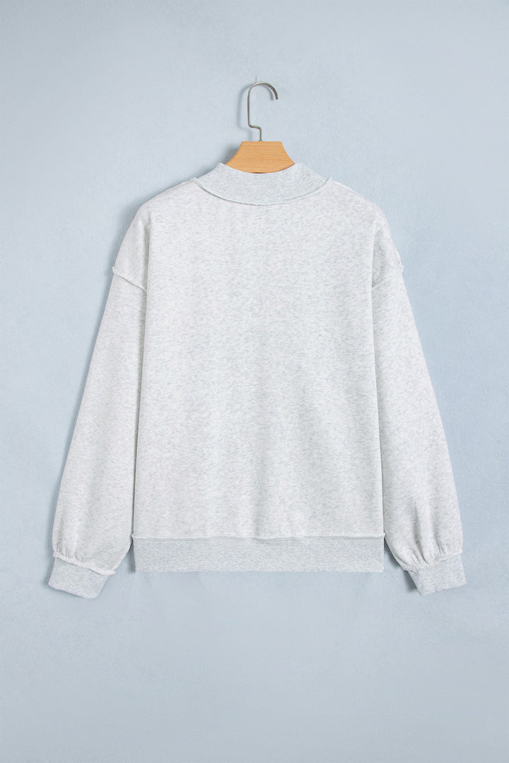 Gray PRAY Polka Dot Embroidered Mock Neck Sweatshirt